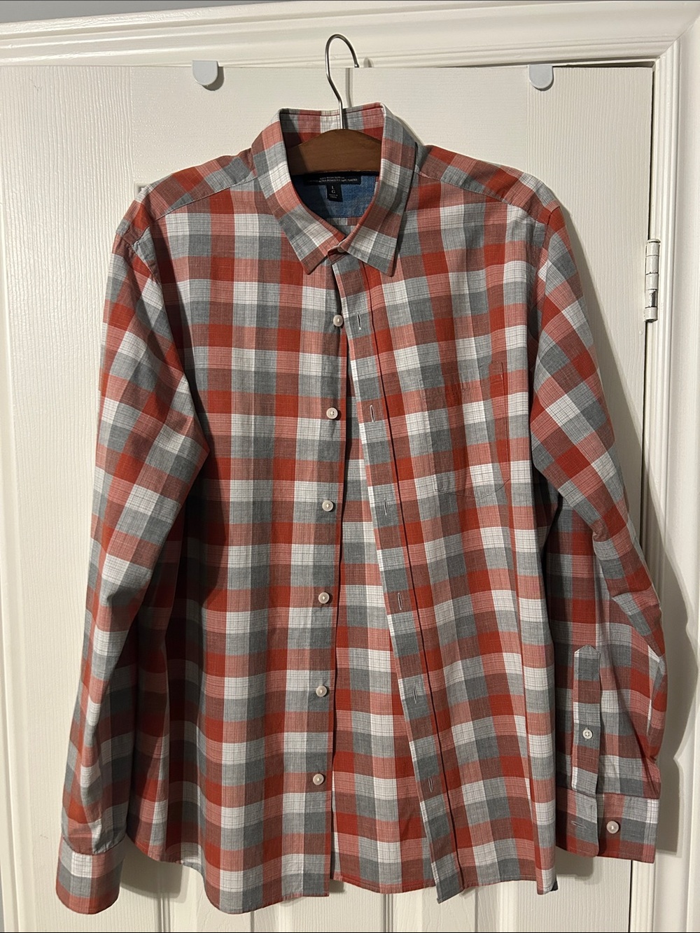 Banana Republic Plaid Button-Down Shirt in Rust and Gray